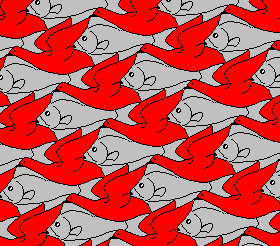 Escher, pavage d'oiseaux et de poissons